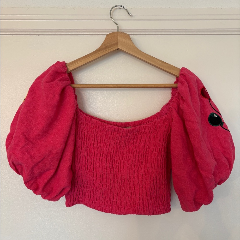 Fashion Brand Company Fuchsia Puff Sleeve Blouse